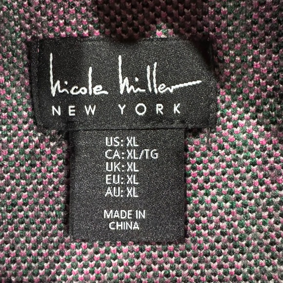 Nicole Miller Pink and Black Plaid Cowl Neck Sweater - Picture 5 of 8